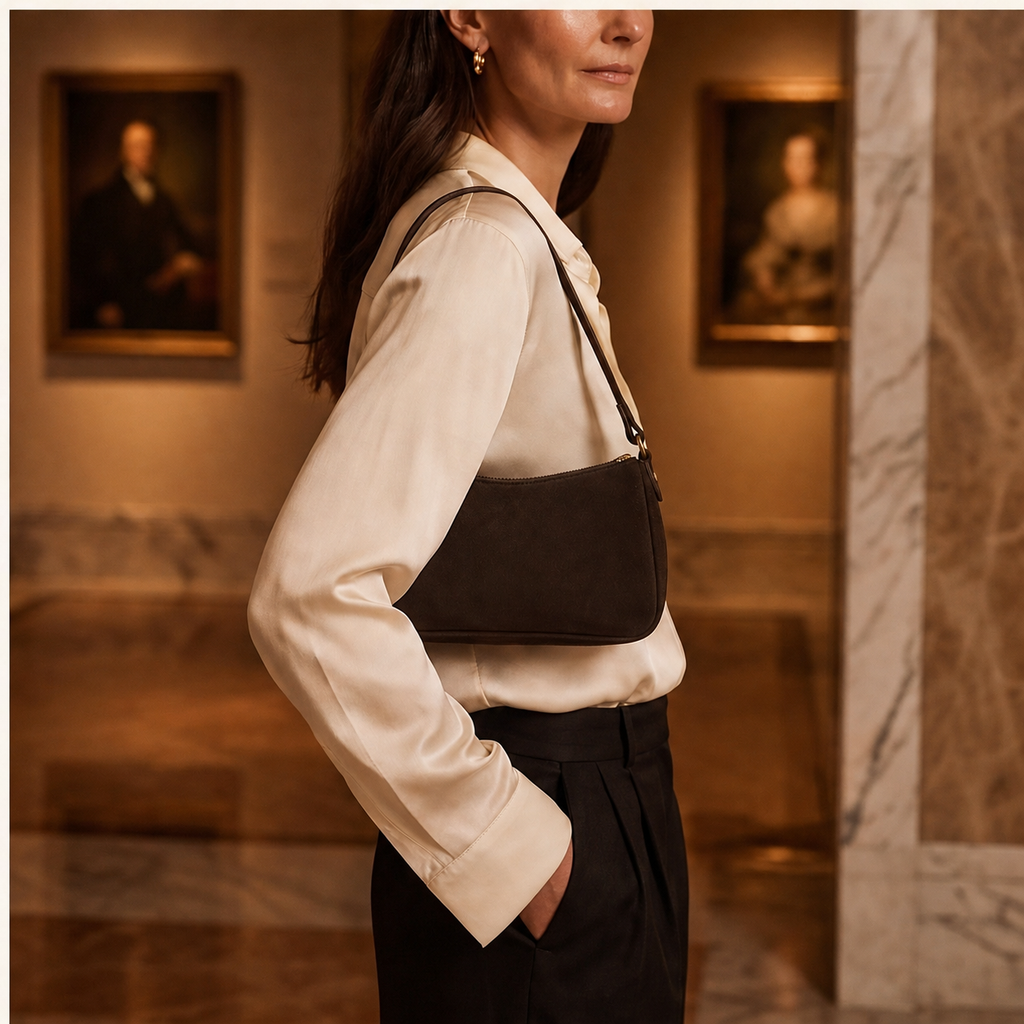 Linea 12 worn as an elegant shoulder bag