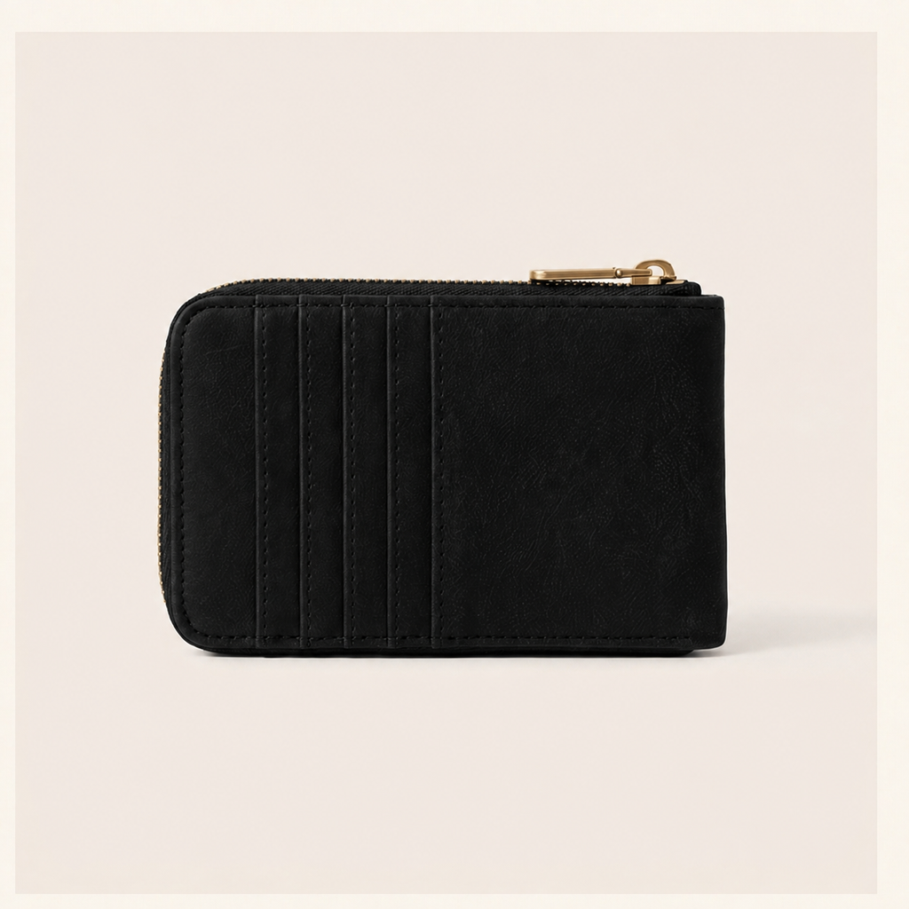 THE FOLD ZIP CARD CASE — Black
