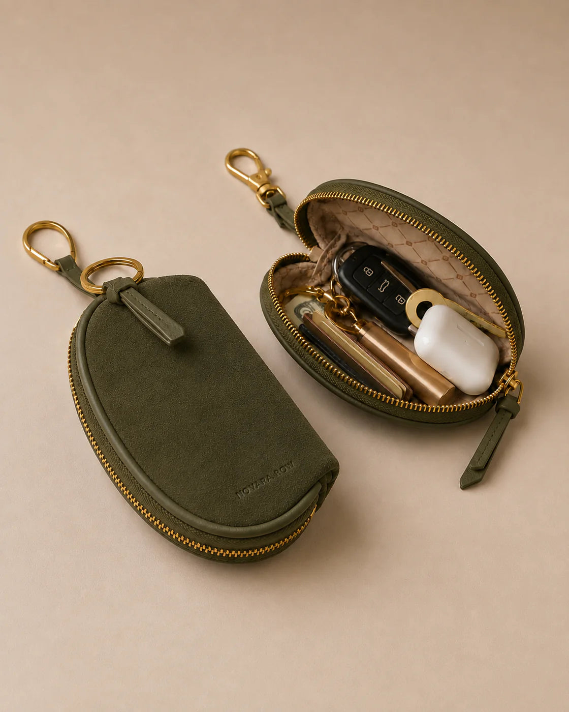 Olive Mini Porter bag charm with gold hardware